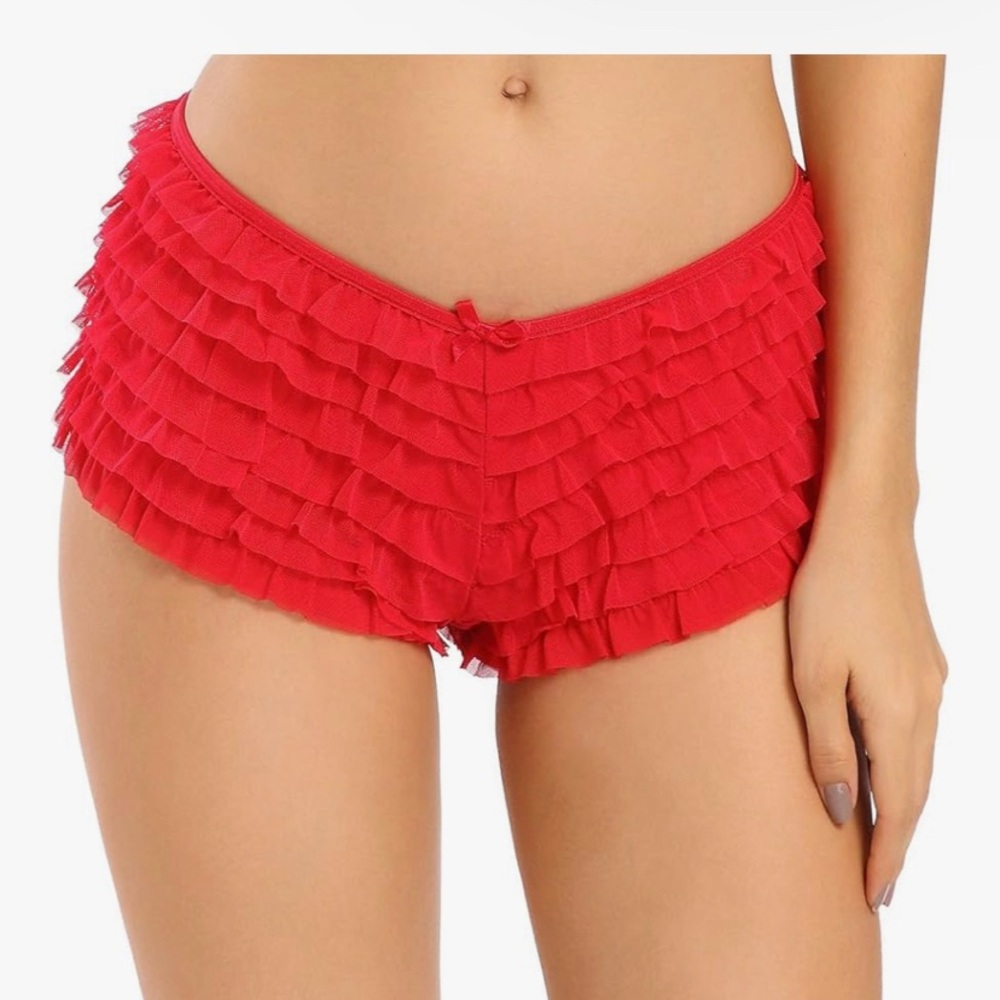 Women’s sexy mesh ruffle panties, booty boy shorts underwear. Amazon- size S/M